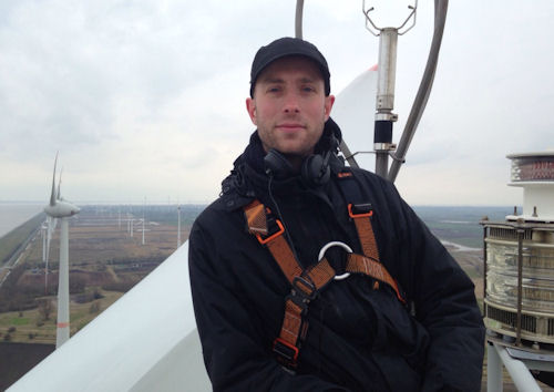 On top of a wind turbine in Emden, Germany for "Change-The Energy Revolution continues" in March 2015, Picture by Katja Bald